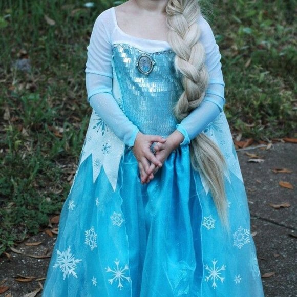 ORIGINAL DISNEY STORE DELUXE FROZEN QUEEN "ELSA" ICE BLUE COSTUME Sz 10